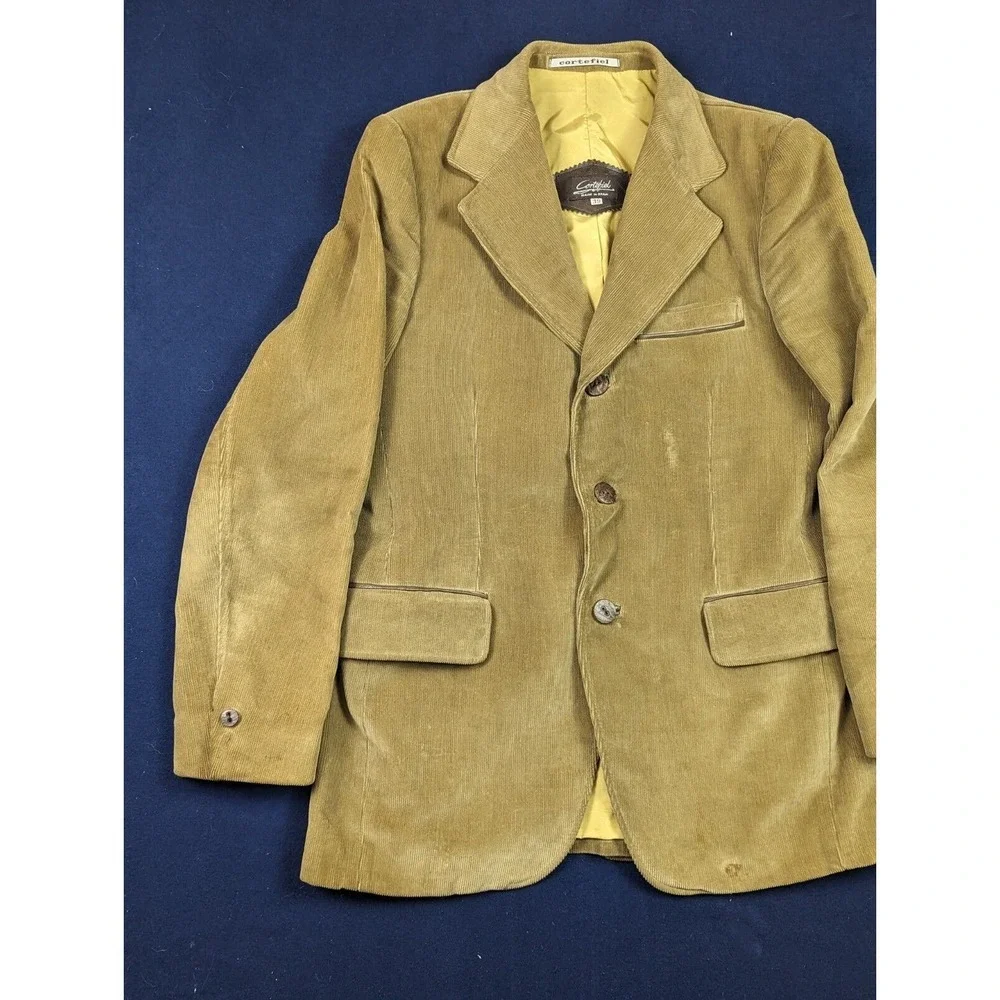 Vintage Cortefiel Jacket Mens 39 Brown Corduroy Western Blazer Sport Coat Cowboy